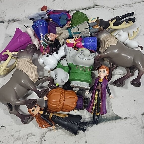Disney Frozen Figures Large Lot Trolls Sven Kristoff Young Twin Elsas Anna Olaf - Picture 11 of 12